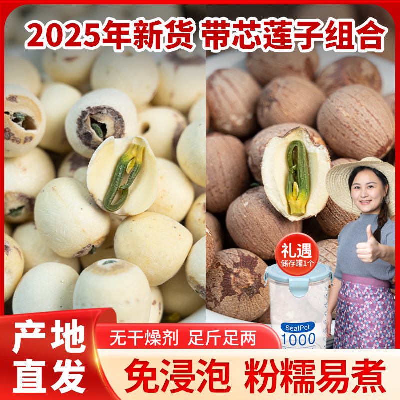 【小茵姑娘】湘潭带芯白莲子红莲子500g正宗莲子2025年新货新鲜莲子