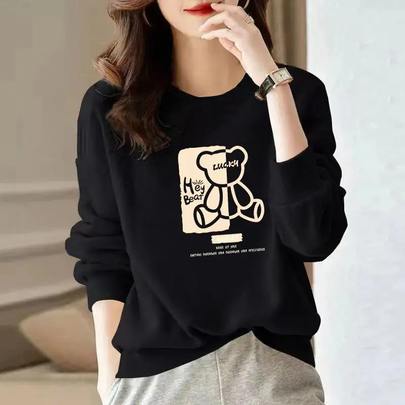 新款2025秋冬圆领长袖运动时尚休闲百搭情侣卫衣女印花秋冬【N】