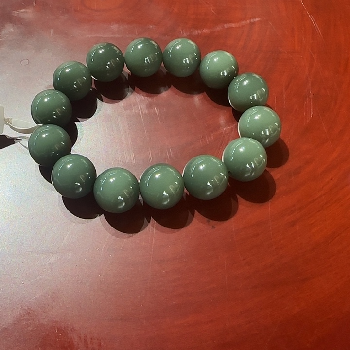 和田玉手链未镶嵌新疆和田玉沙枣青圆珠16
