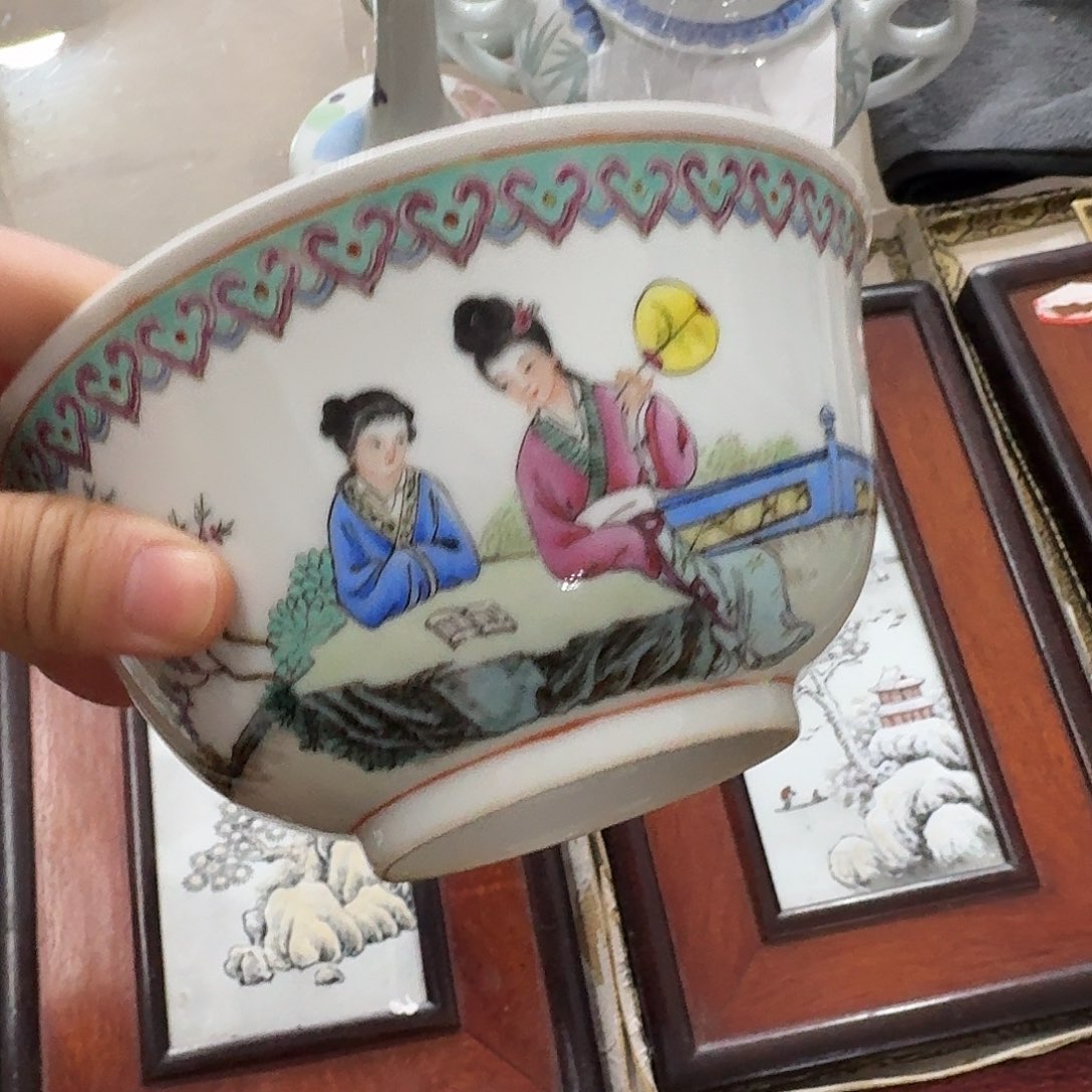 福***康摆件陶全品粉彩三隆碗哈哈哈哈