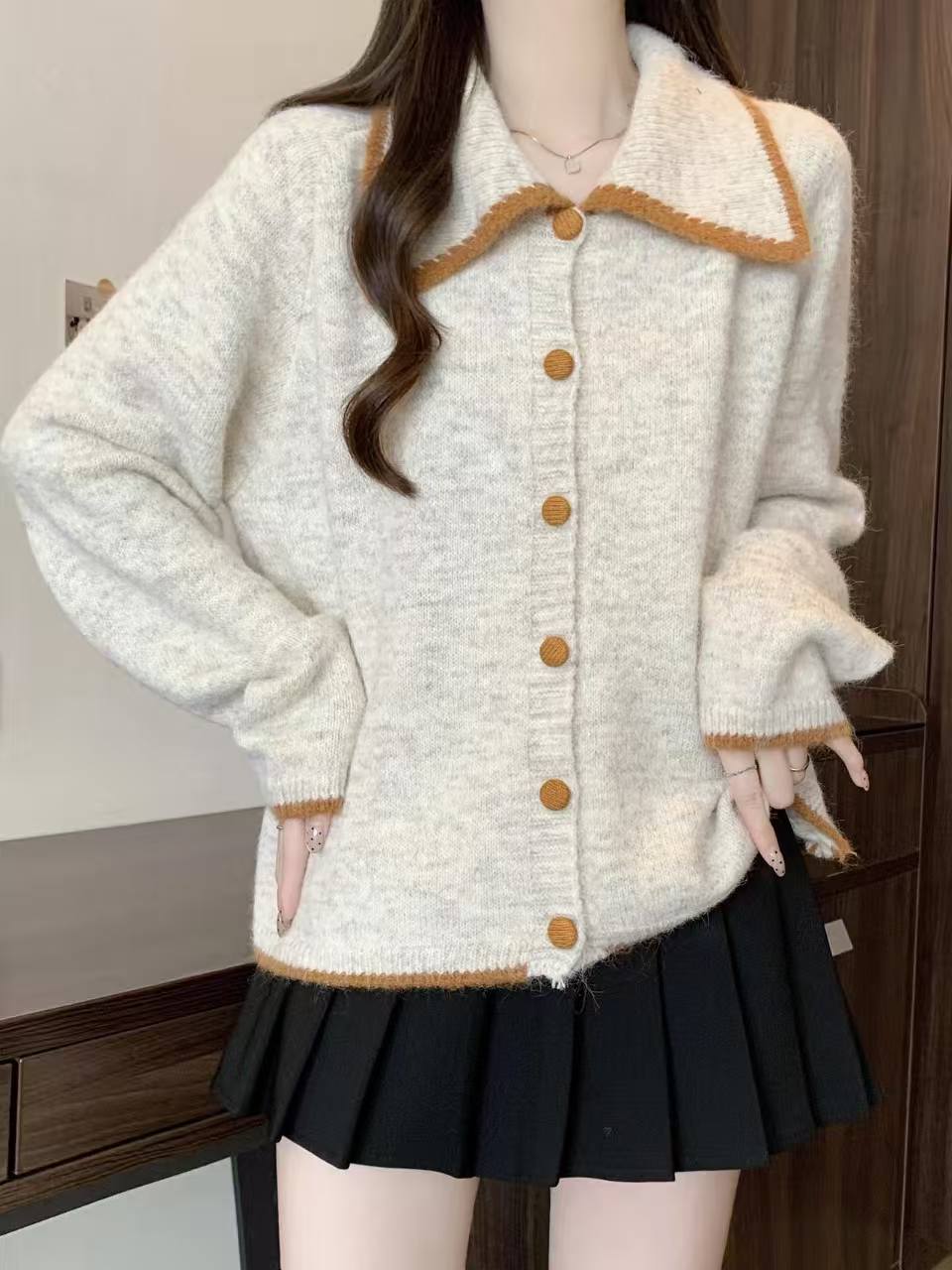 【837】大码女装秋冬季新款宽松显瘦慵懒风高级感针织开衫毛衣外套 