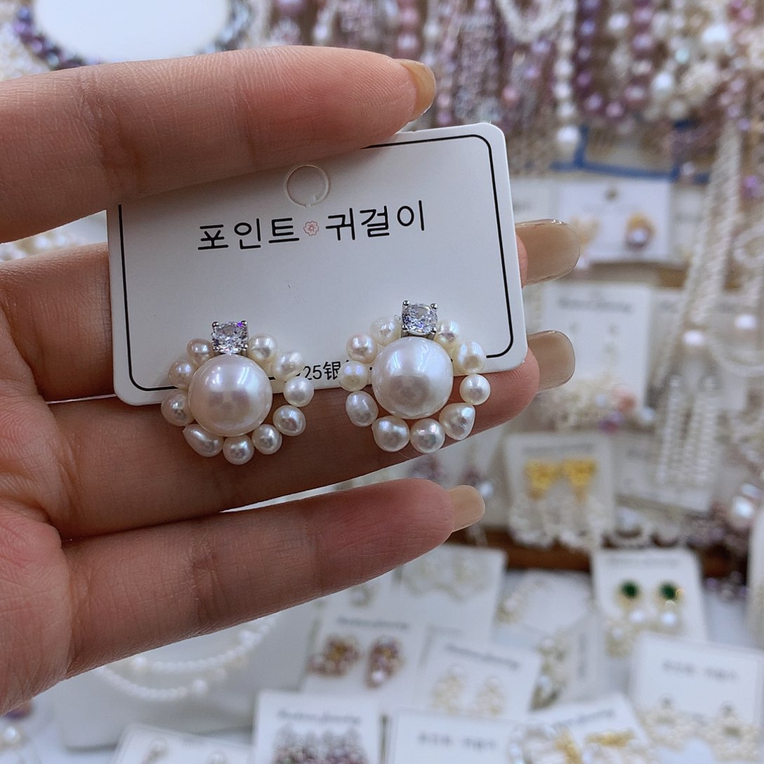 项链银S925镶嵌淡水珍珠