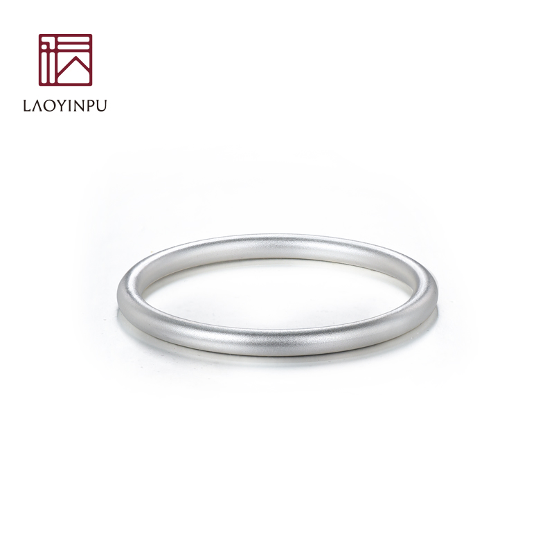 吴越老银铺 足银手镯 足银9999古法素圈手镯手工高级感时尚80g