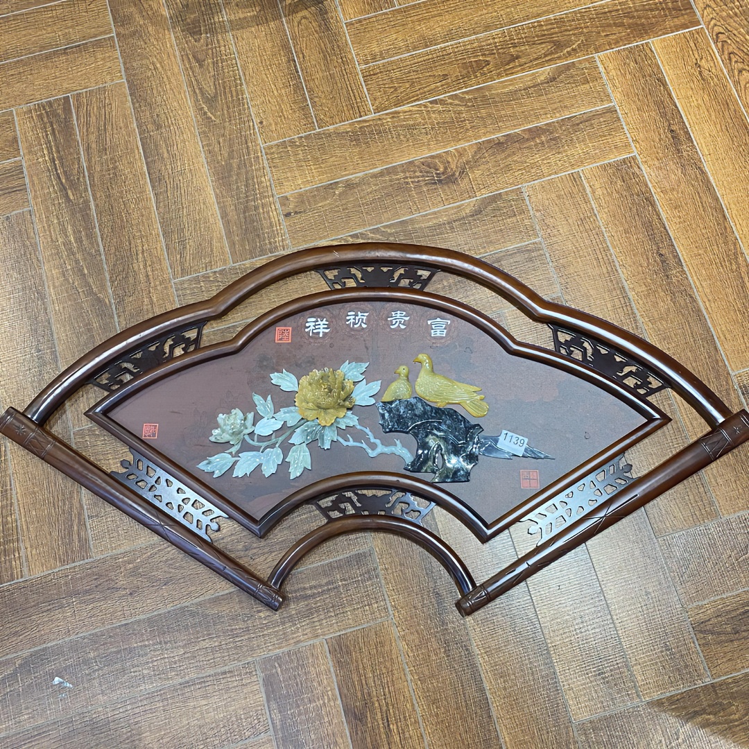 58*117 小扇 富贵祯祥 客厅装饰画新中式装饰画高端大气玄关挂画