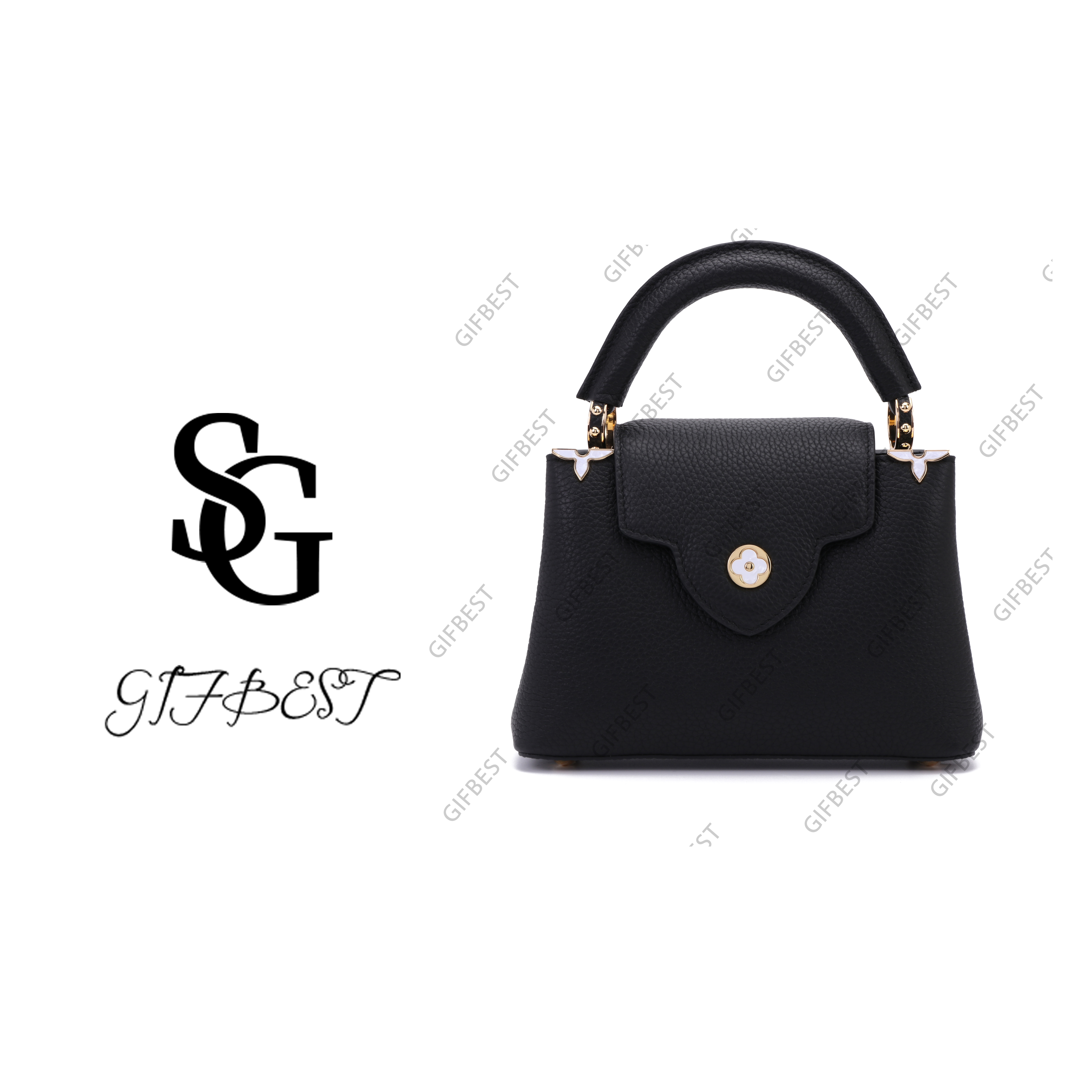 【尺寸：22*8*15】XUE-Y原创设计高定真皮斜挎女包9727贝母四花