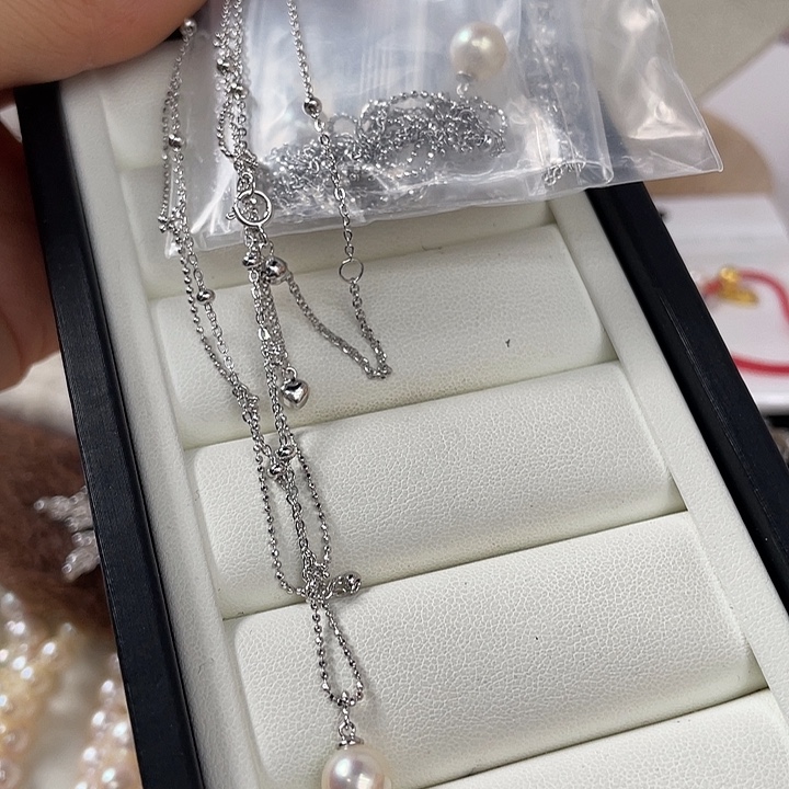 颈饰海水珍珠银S925镶嵌随机发