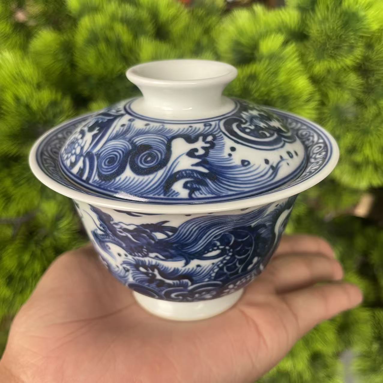 青花穿花龙-二才盖碗 150ml-AA1414