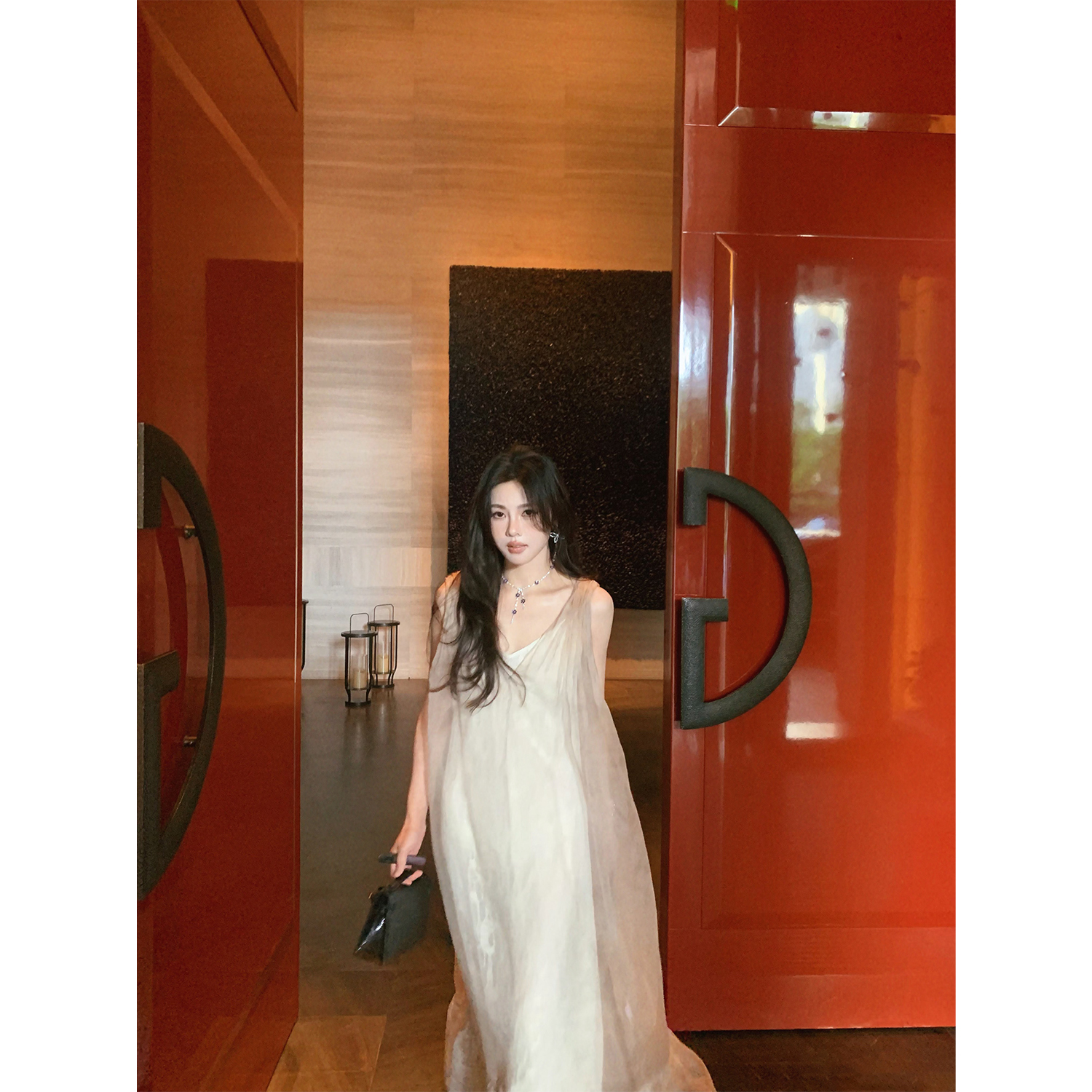 ASM ANN025夏季流行薄纱连衣裙海边穿搭长裙温柔吊带裙A256ALY088