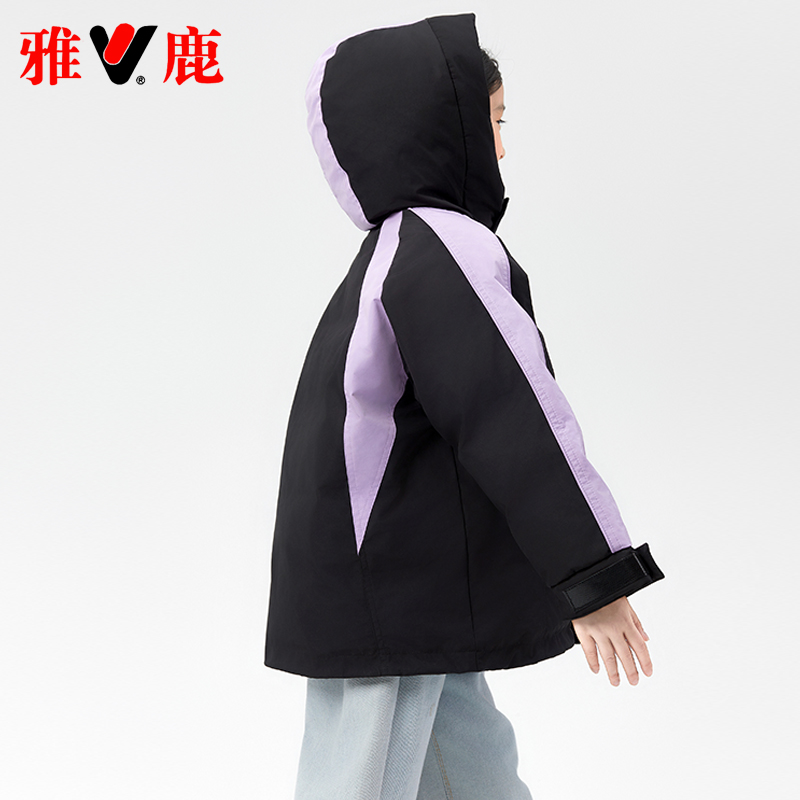 雅鹿儿童羽绒服女童男童2025新款派克冲锋衣大童冬季短款加厚外套