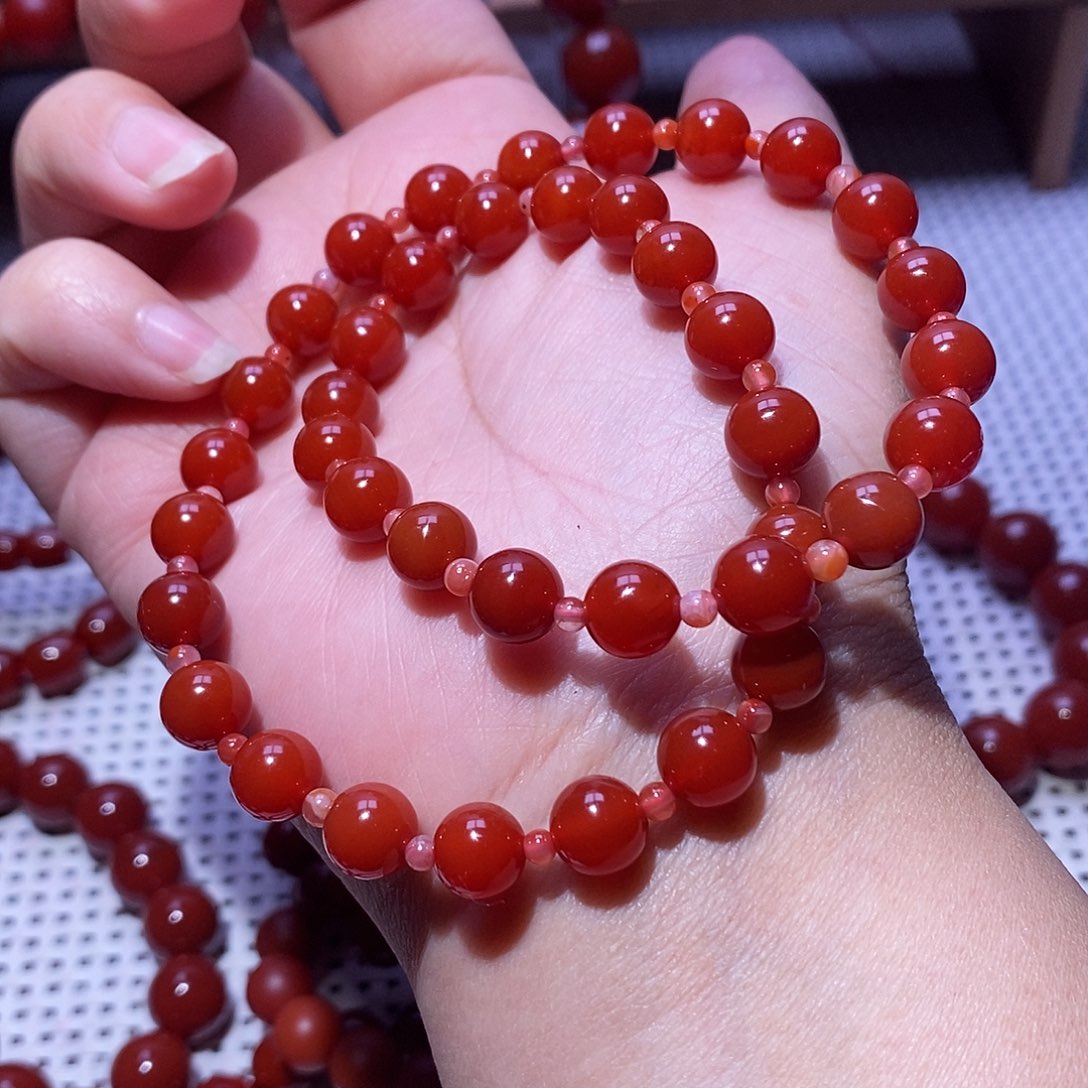 南红玛瑙未镶嵌手串卡8