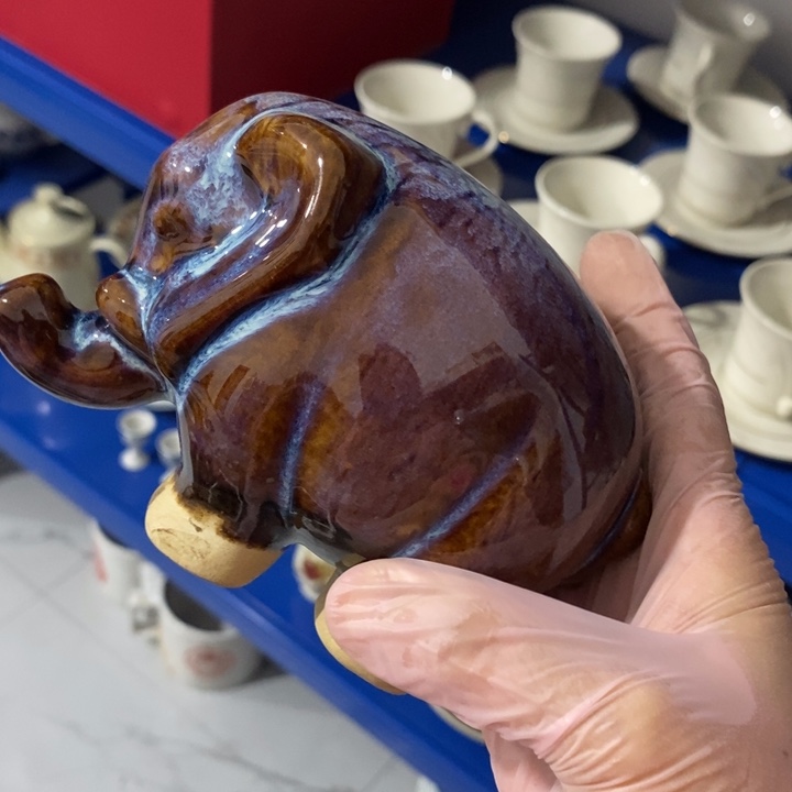 瓷片七厂窑变小象微瑕疵