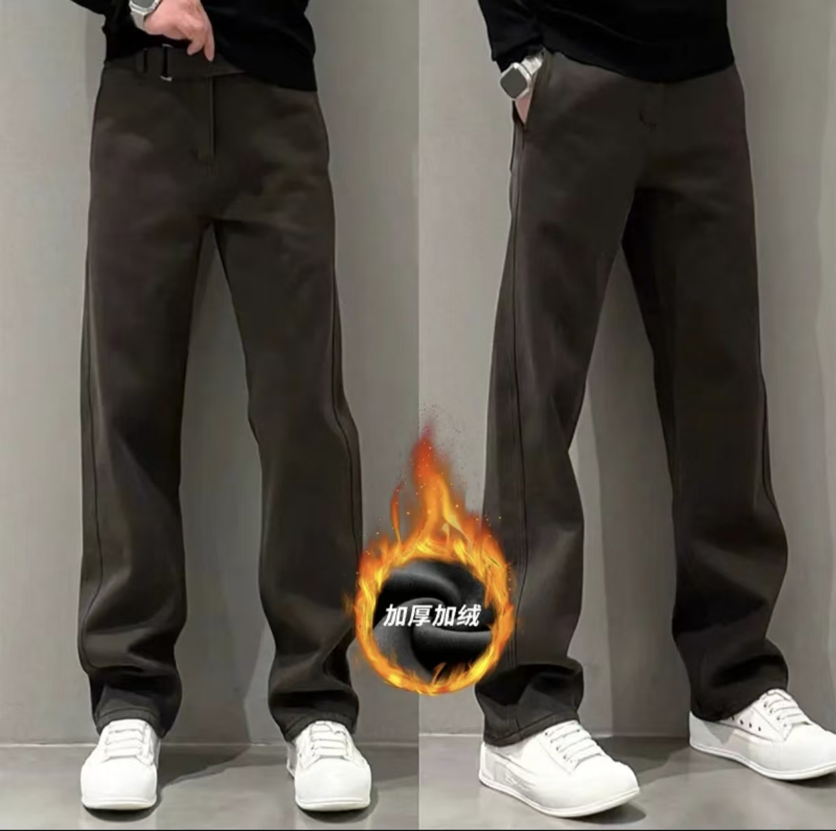 欧货百搭纯色休闲裤男士秋冬新款弹力轻奢休闲裤潮流时尚直筒长裤