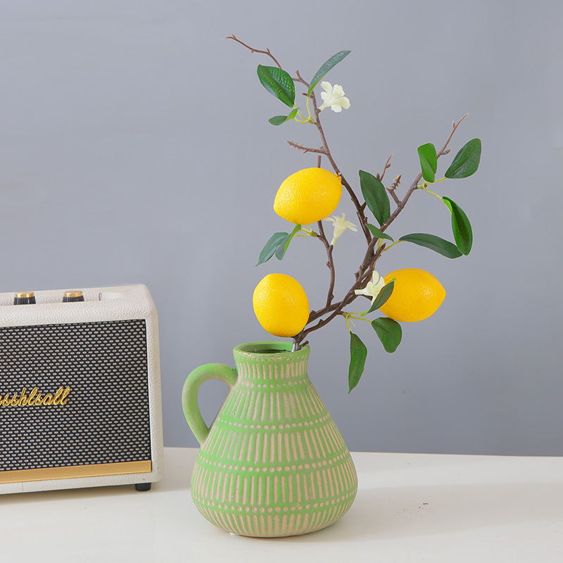 3头仿真柠檬果实树枝仿真花假花摆设客厅餐桌电视柜装饰家居摆件