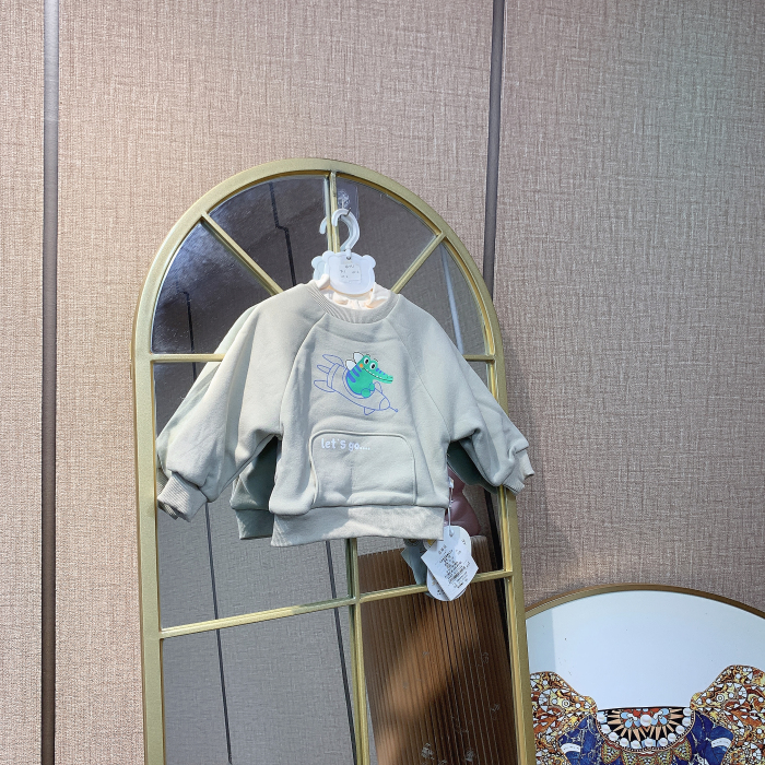 AV131   宝宝杏色圆领长袖双层卫衣    秋冬款