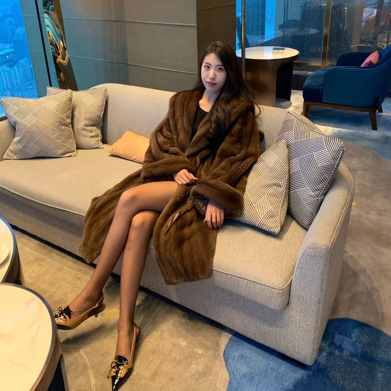 【沐泽MUZE】都市主角 | 进口高奢原色气质大翻领貂皮大衣外套