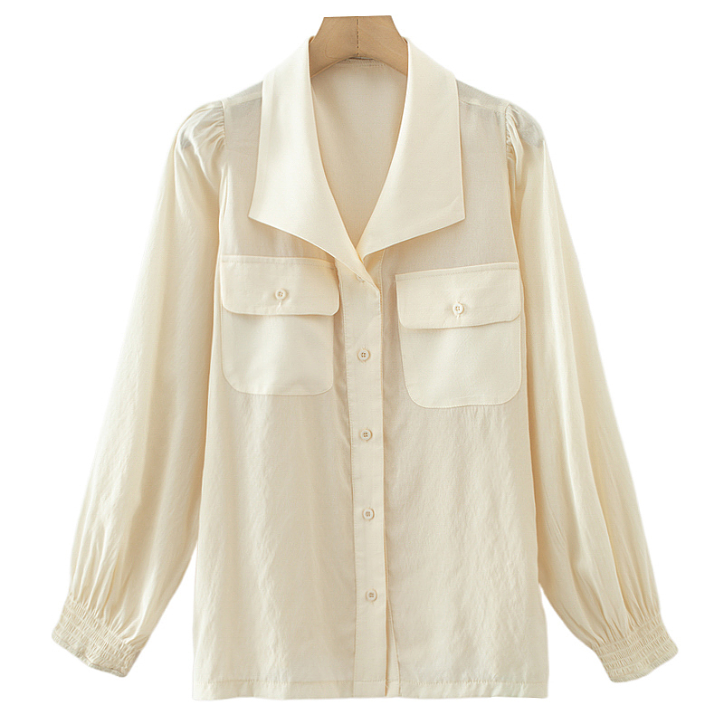 村色宽松衬衫9217