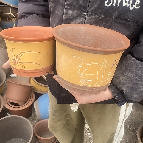 紫砂中国离心紫砂花盆，