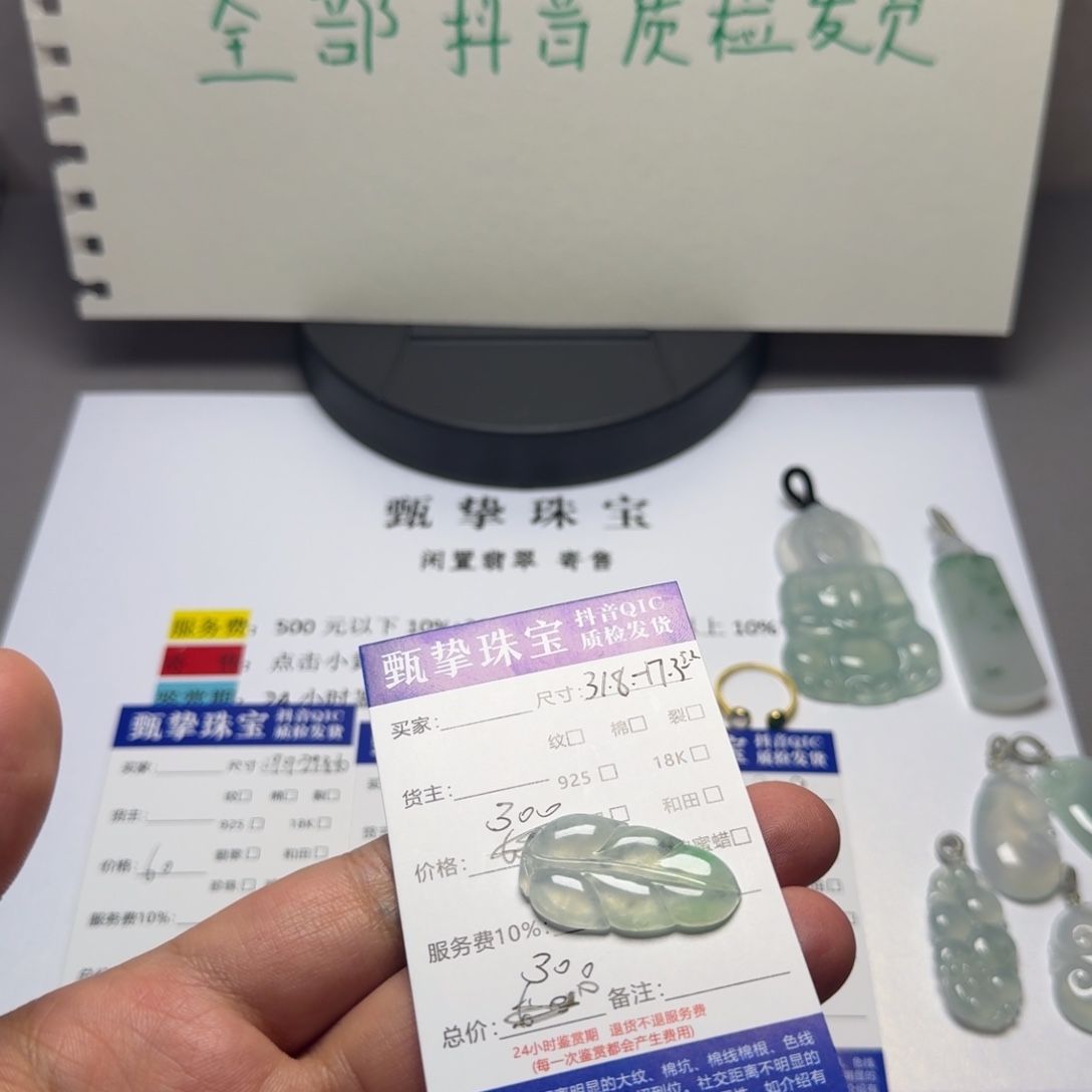 翡翠未镶嵌颈饰叶子