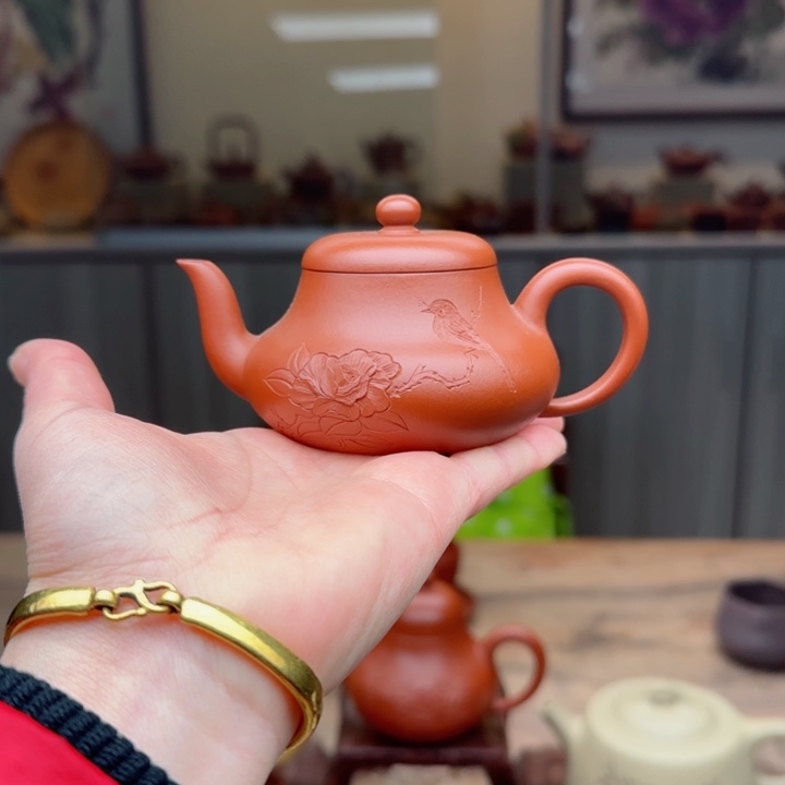 紫砂茶壶朱泥110 c C夫妻双工作品