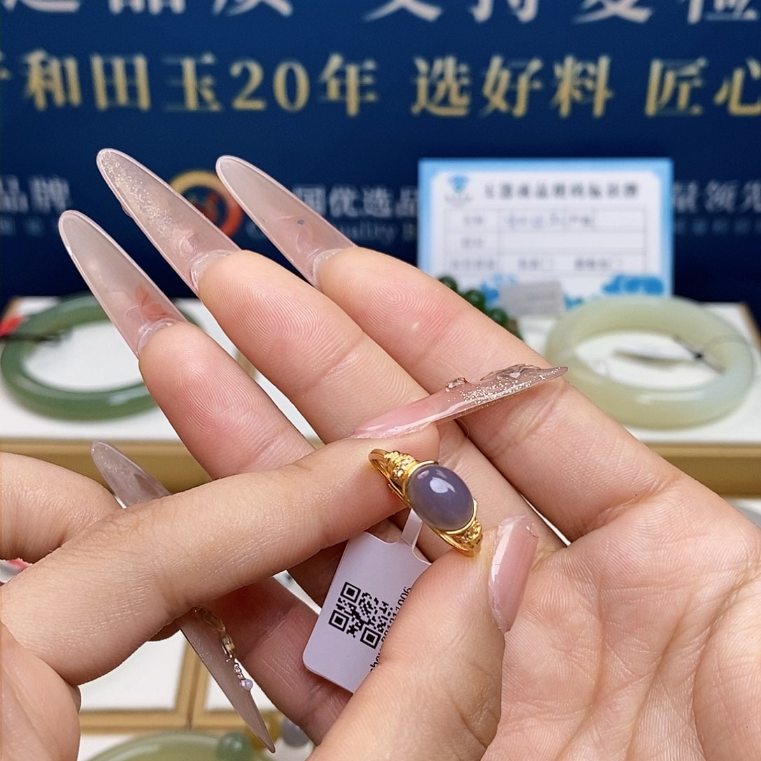 银S925镶嵌戒指和田玉sj