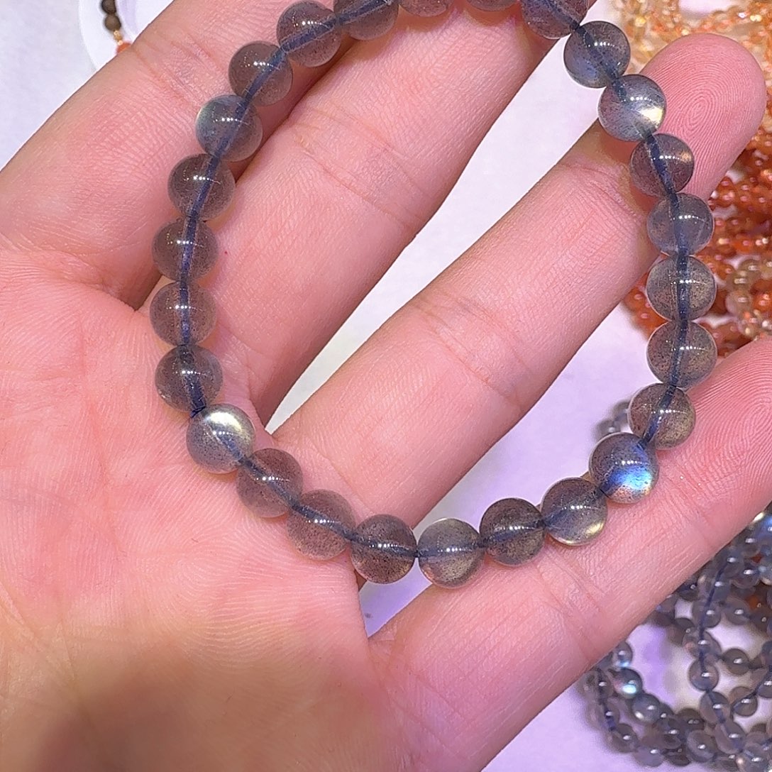 手链烟晶银S925镶嵌7咪毕业级灰月光手串