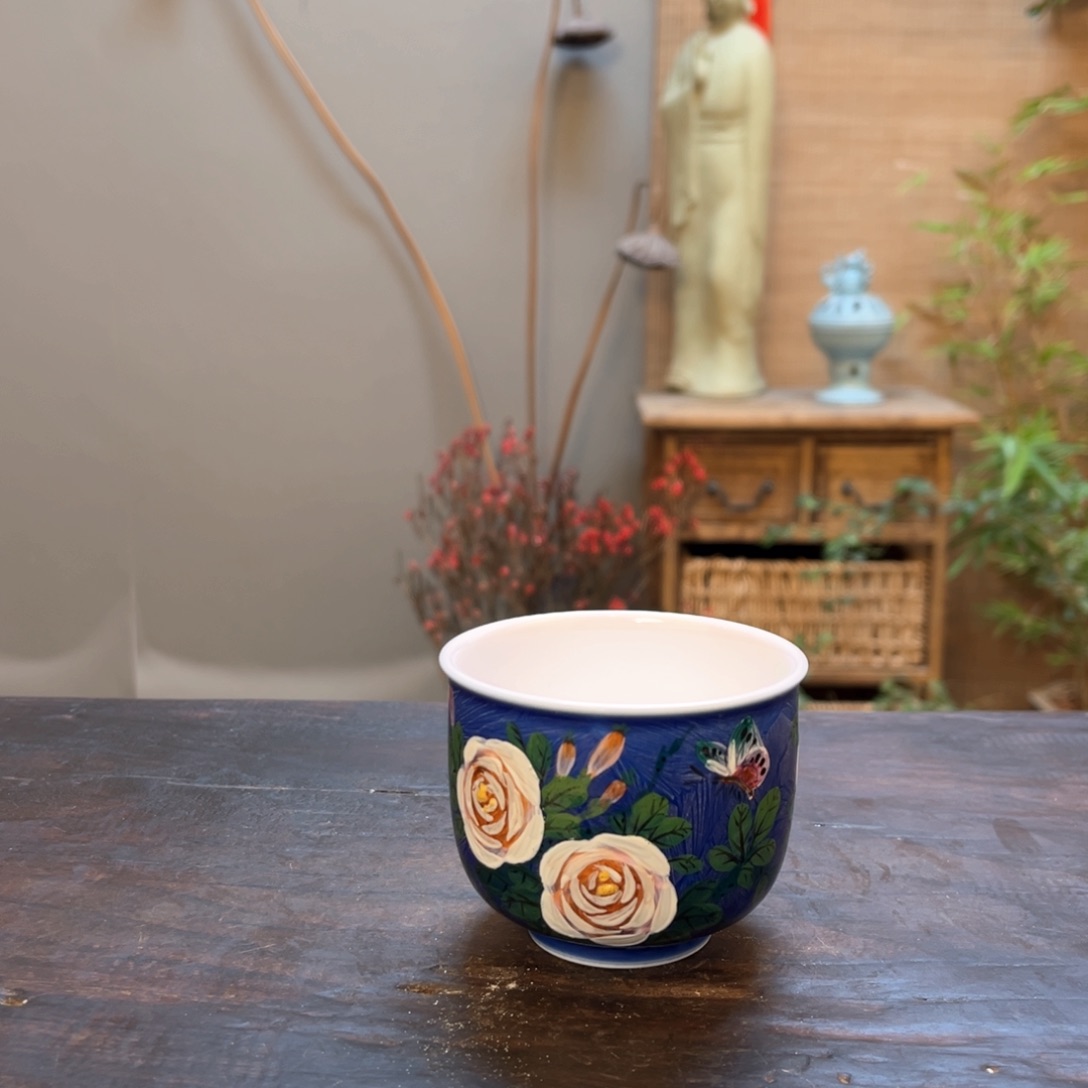 杯柴烧手工手绘陶瓷