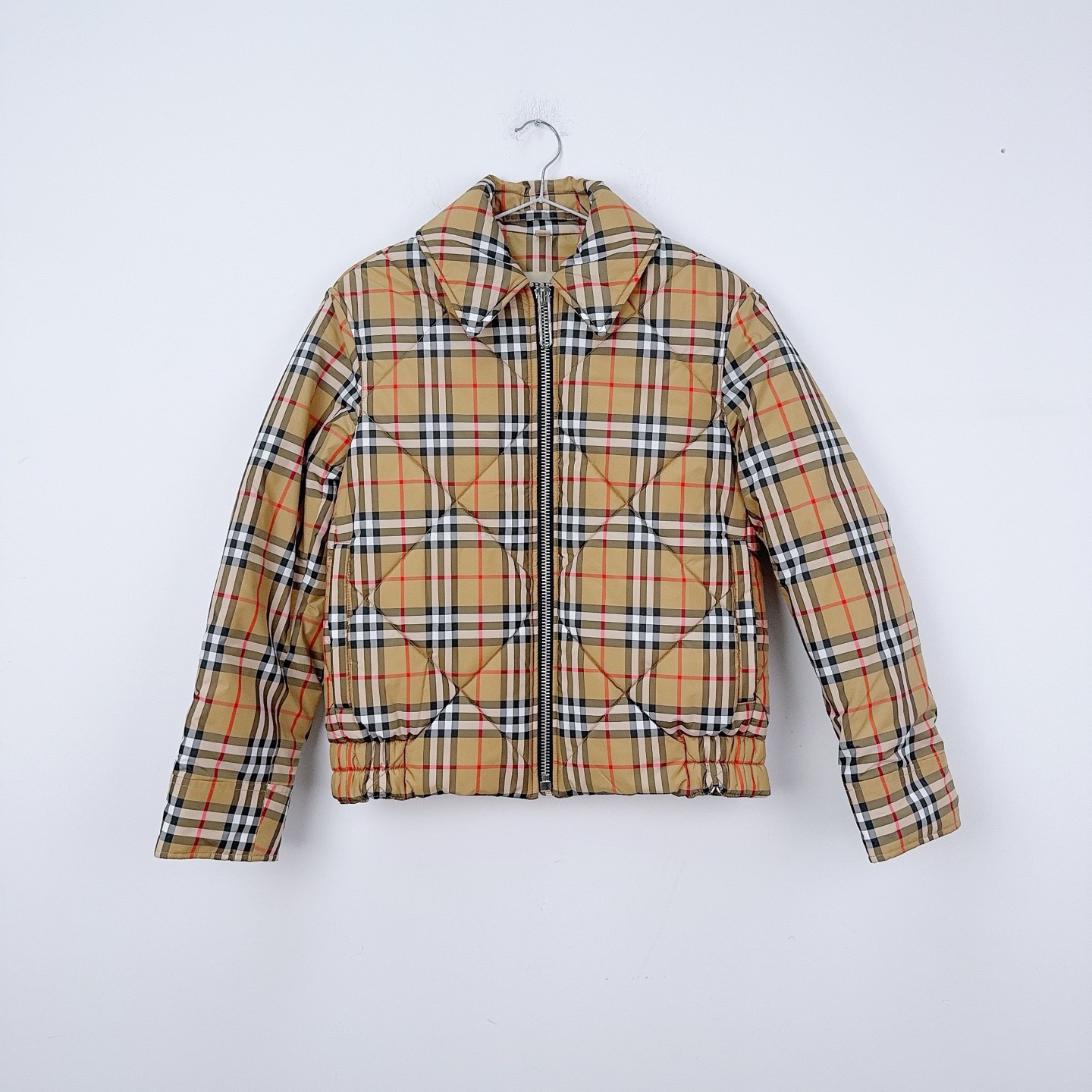 99新 BURBERRY/博柏利 UK4/经典格纹拼接棉服/99新/ff0052