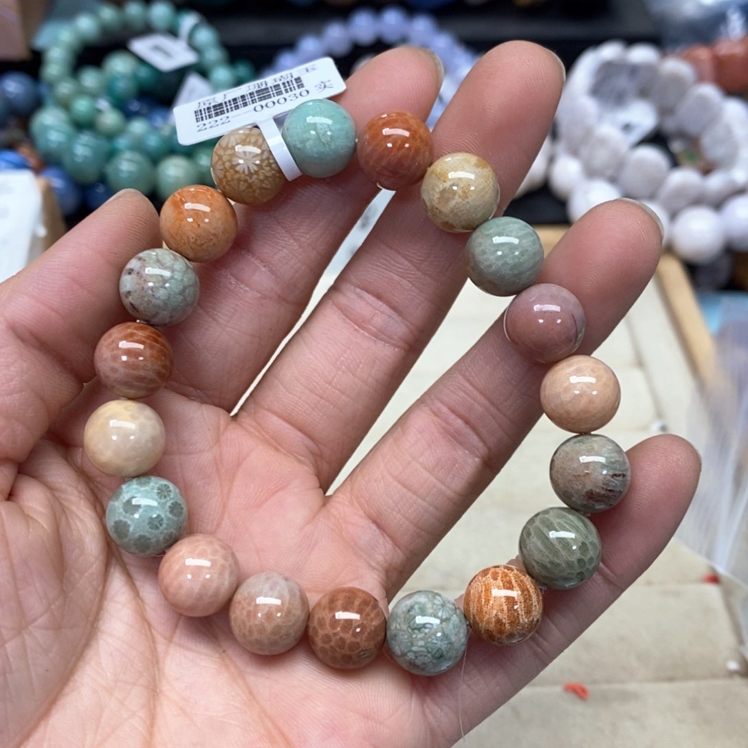 硅化珊瑚（珊瑚玉）手链未镶嵌抖**转201