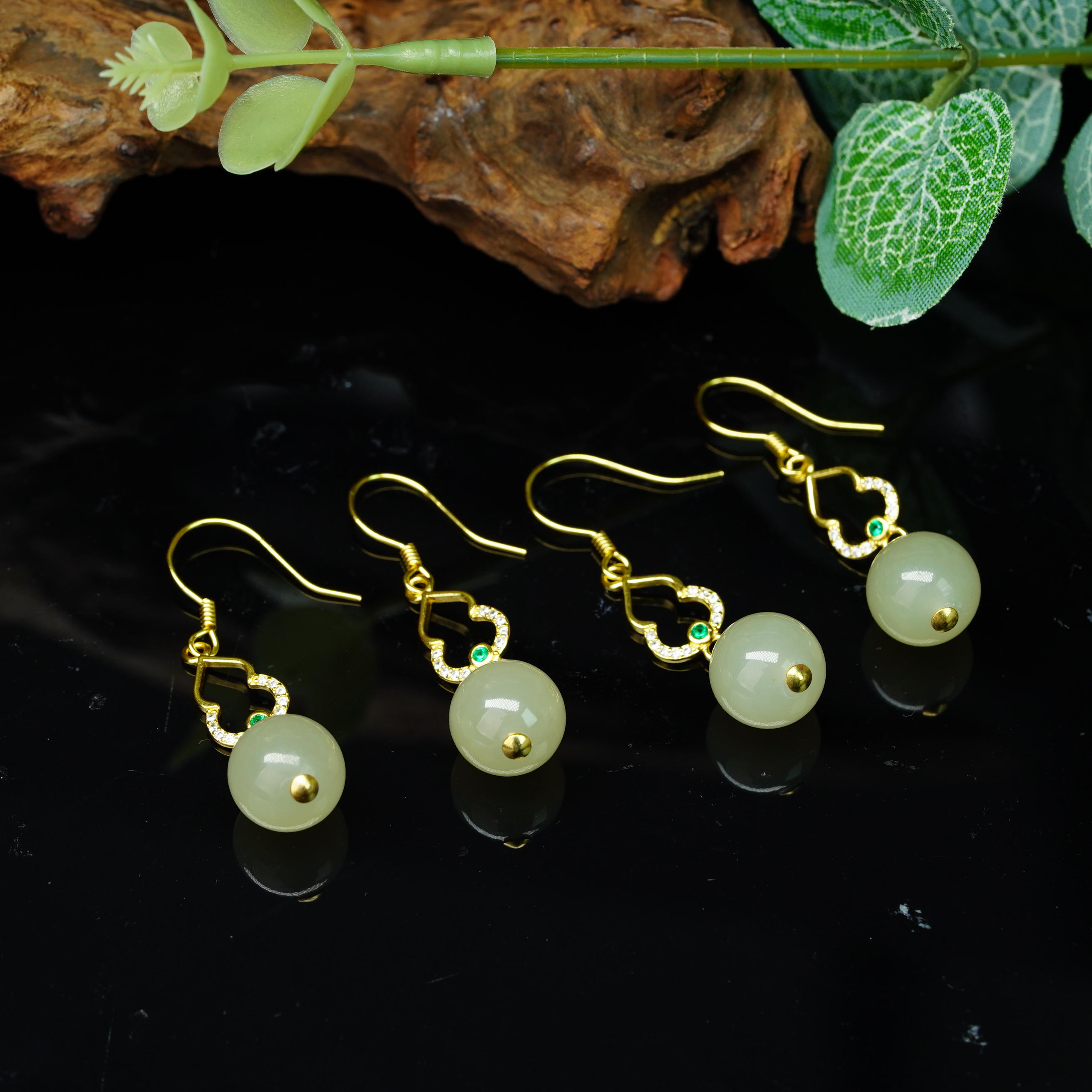 【小北好物】S925银和田玉耳钩约9.5mm+【多样性发一件】QH10X912