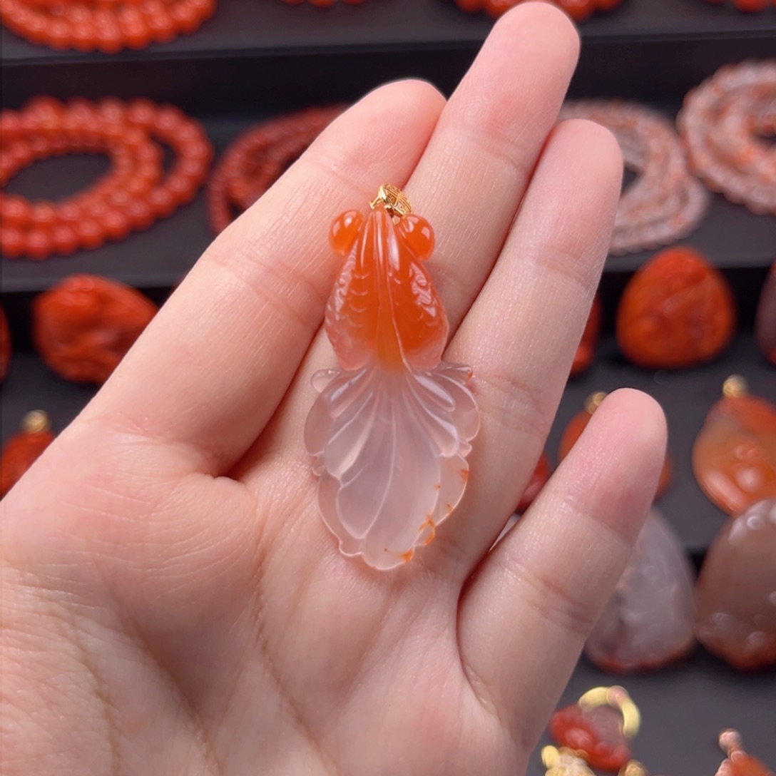 南红玛瑙南红18K金镶嵌