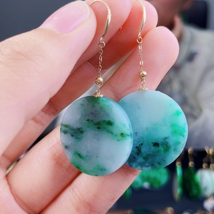 翡翠耳饰18K金镶嵌饰品