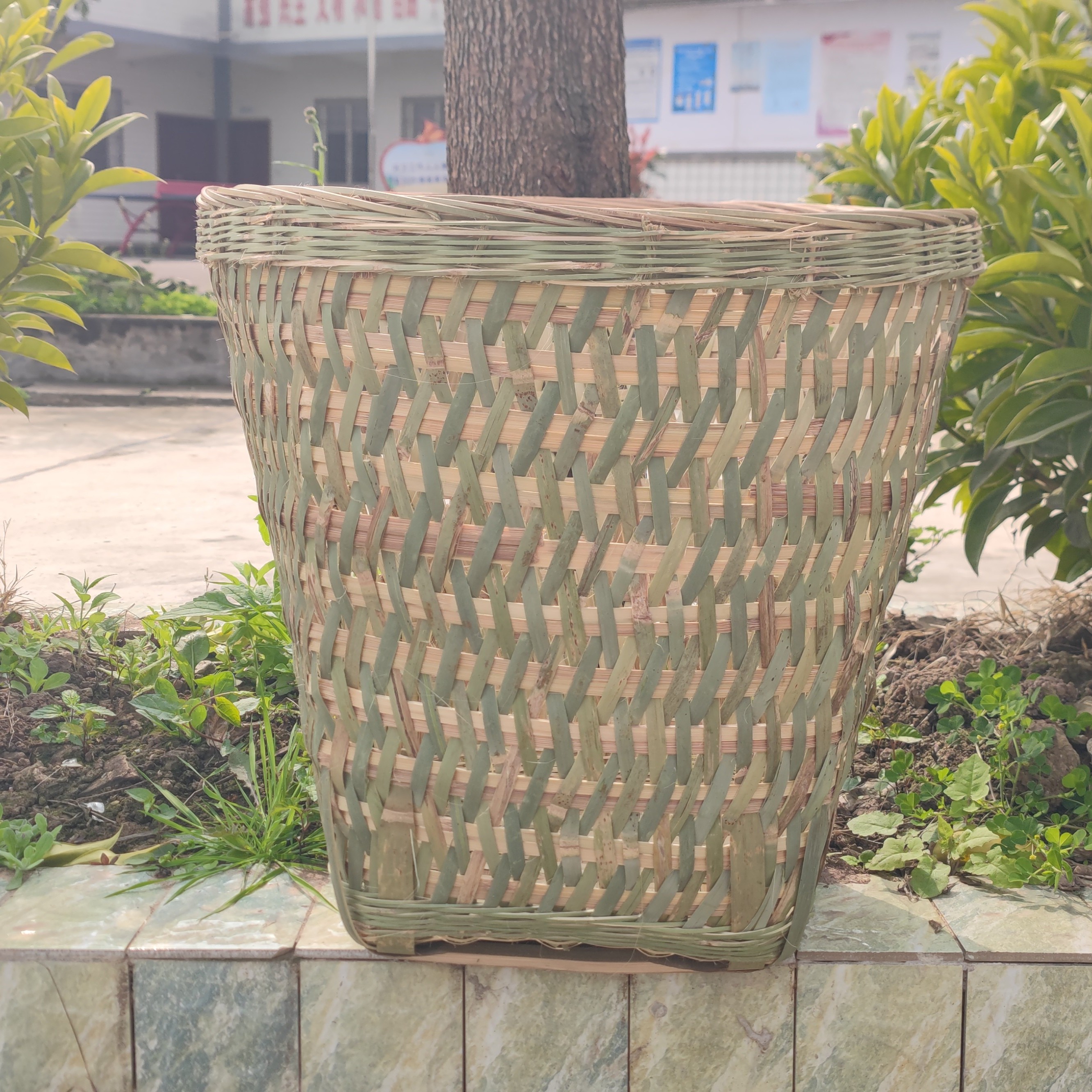 四川手工竹编 大号圆形背篓 收纳筐 粮食水果筐家用耐用