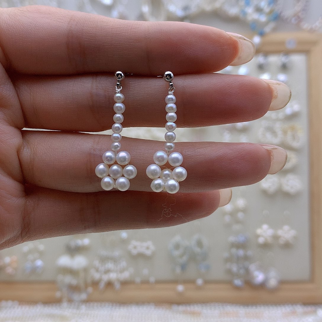 银S925镶嵌淡水珍珠耳饰