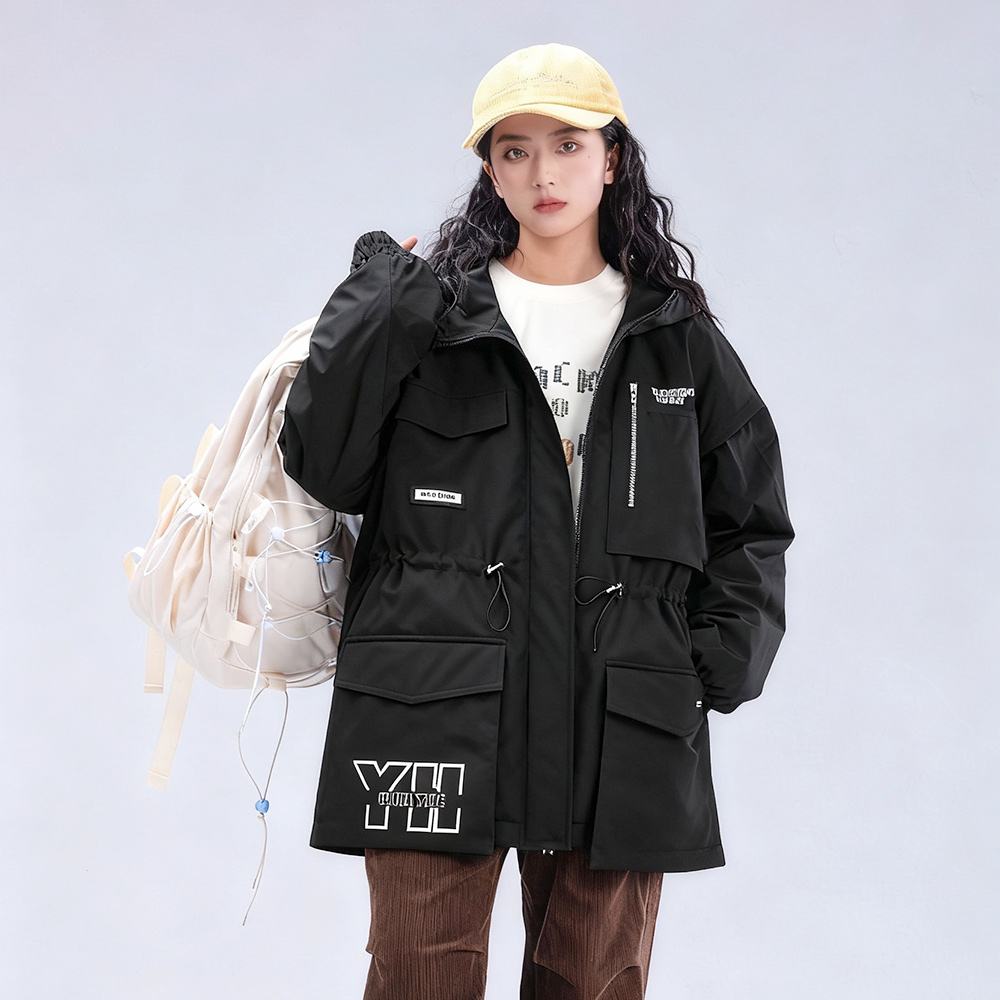 女童秋冬连帽潮酷外套中大童个性时尚防风