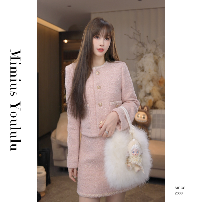 【mimius】&七七 千金感粗花呢小香外套+裙裤汉服()F12333