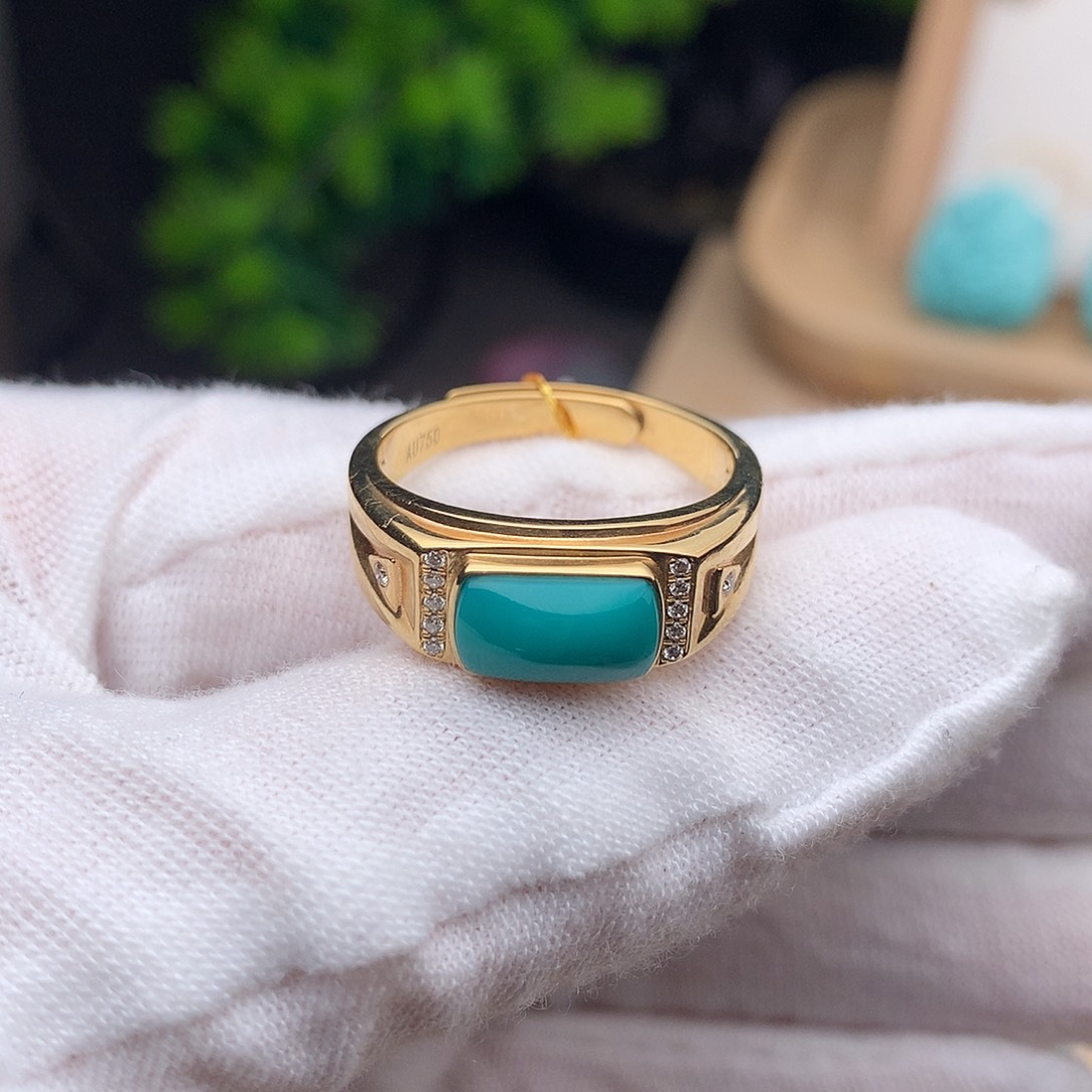 绿松石珠宝奇石18K金镶嵌