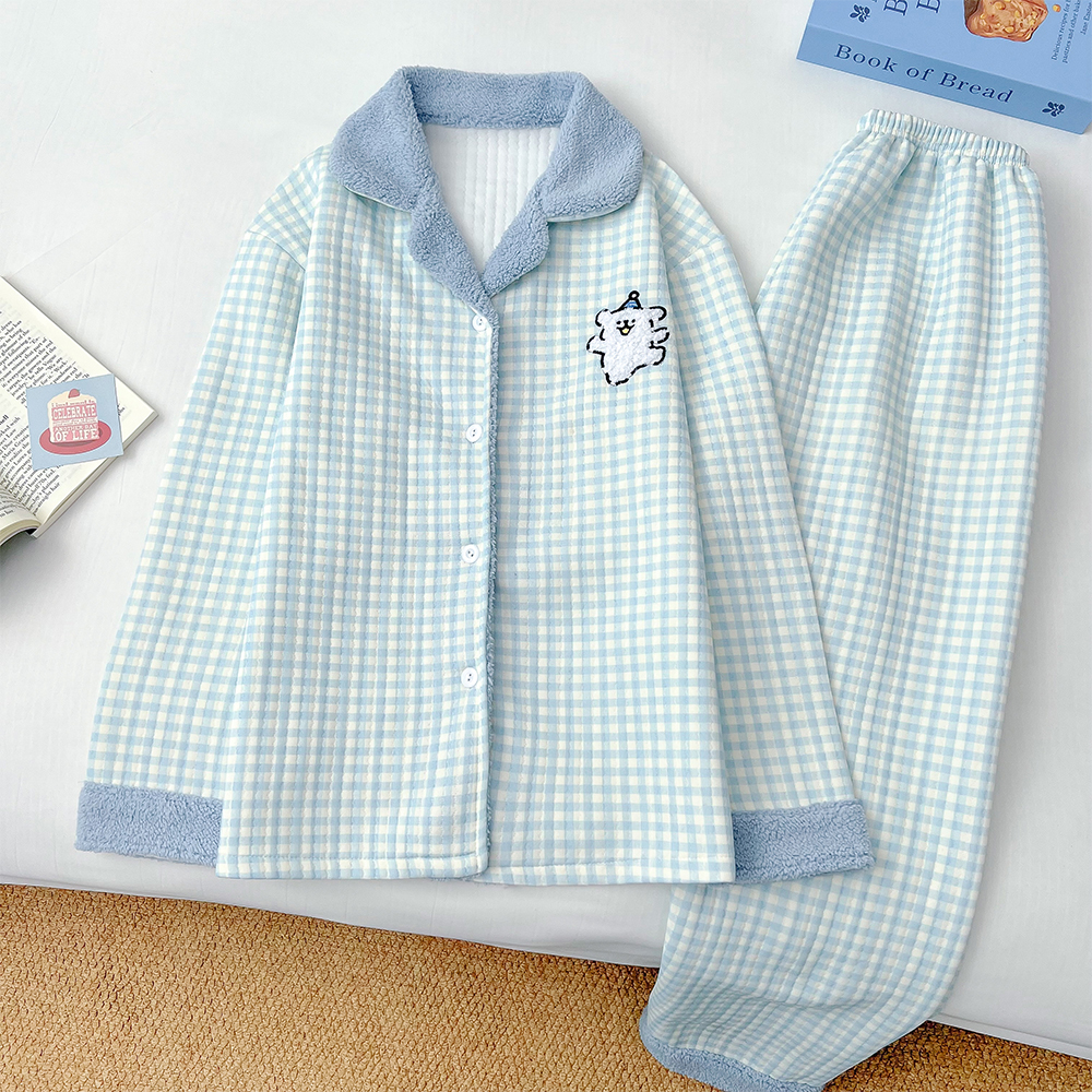 【蓝格小狗】加厚卡通保暖甜美公主风可爱家居服睡衣套装可外穿暖和