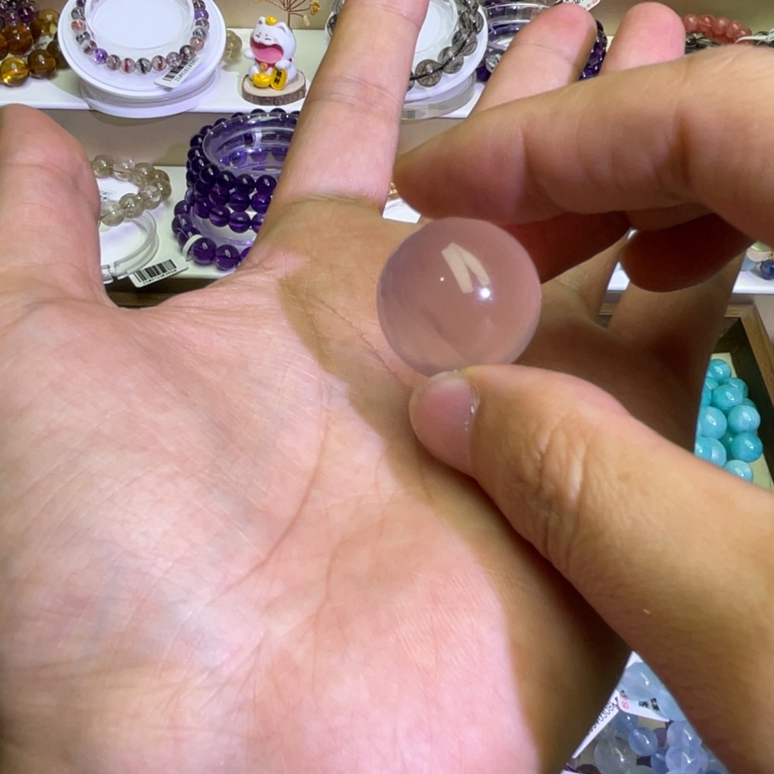 芙蓉石手链未镶嵌冰橘色粉水晶球24m