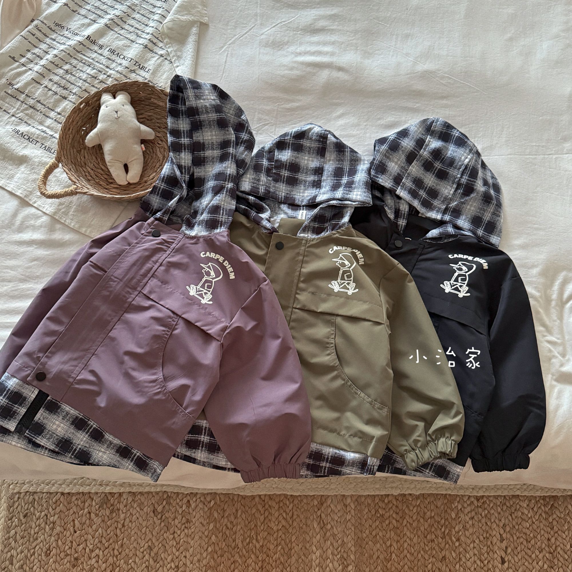 2025外套春秋款儿童冲锋衣韩版百搭男女童秋季外套连帽上衣 H733