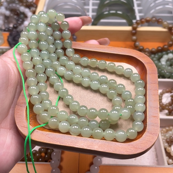 和田玉珠串8mm未镶嵌