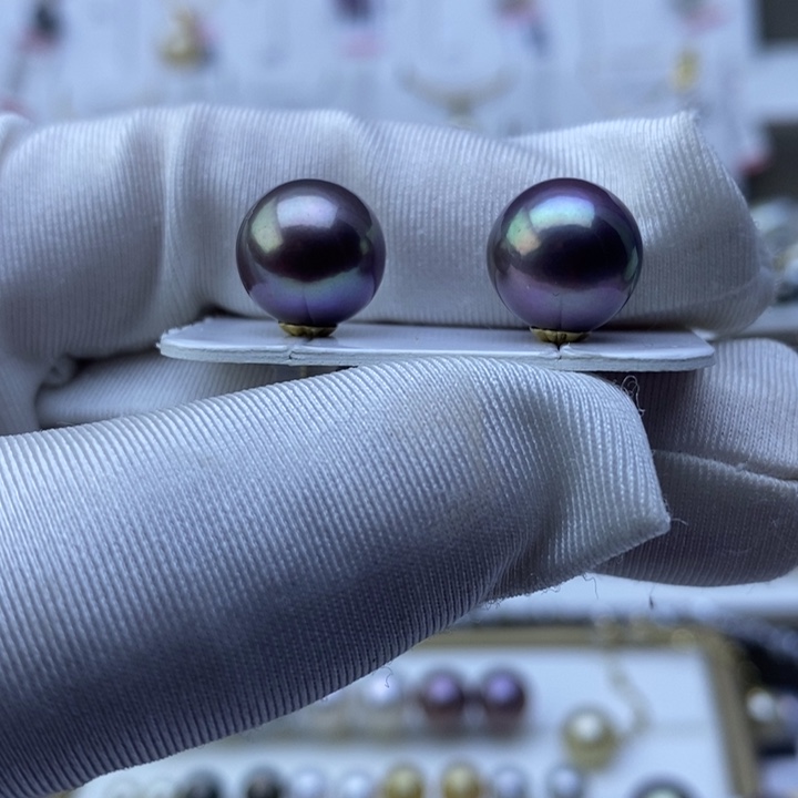 18K金镶嵌淡水珍珠耳饰