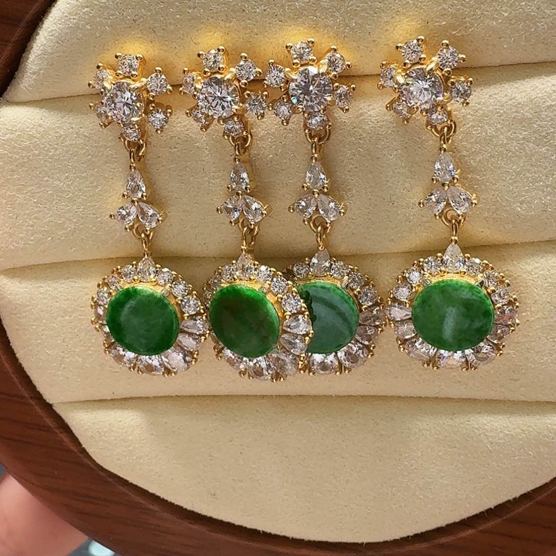 翡翠耳饰银S925镶嵌多样性发货/1fu