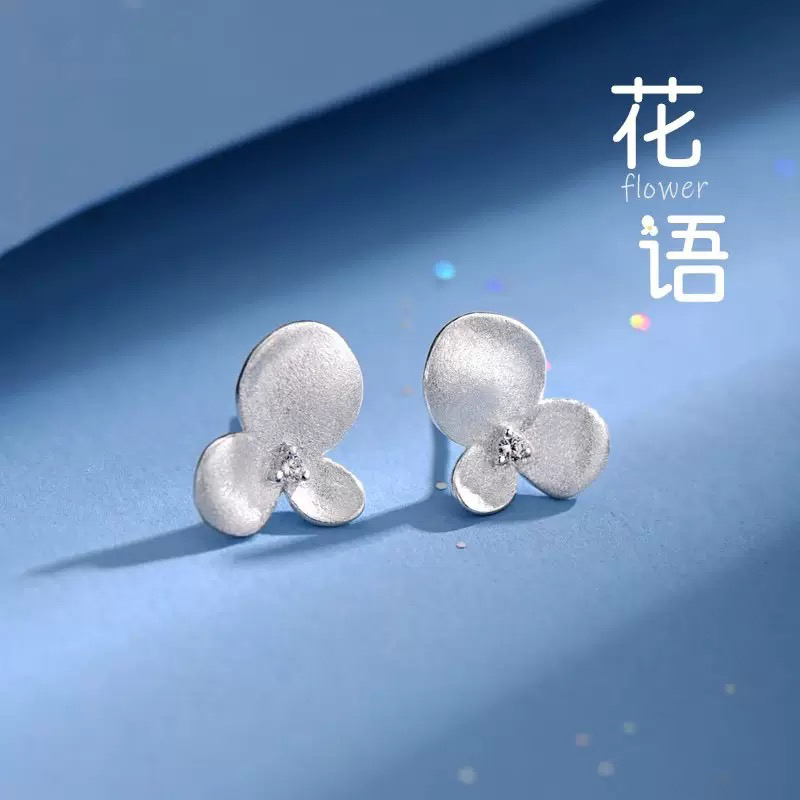 足银银制品 ［玉兰花］足银990花朵耳钉小众设计感养耳洞耳饰