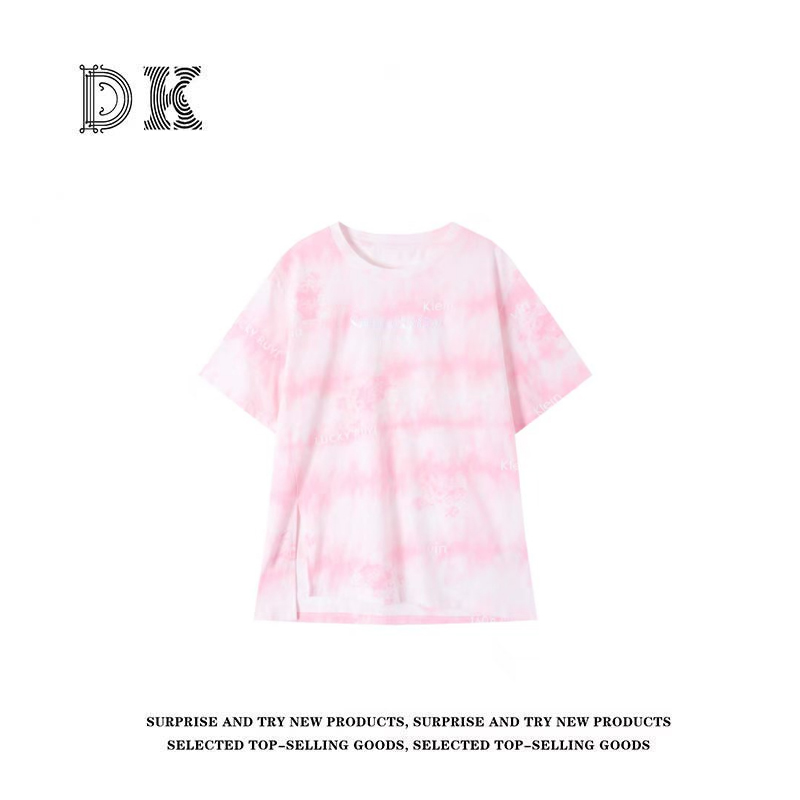 DK 2025款  夏季扎染亮片刺绣字母洋气百搭圆领短袖T恤 9693