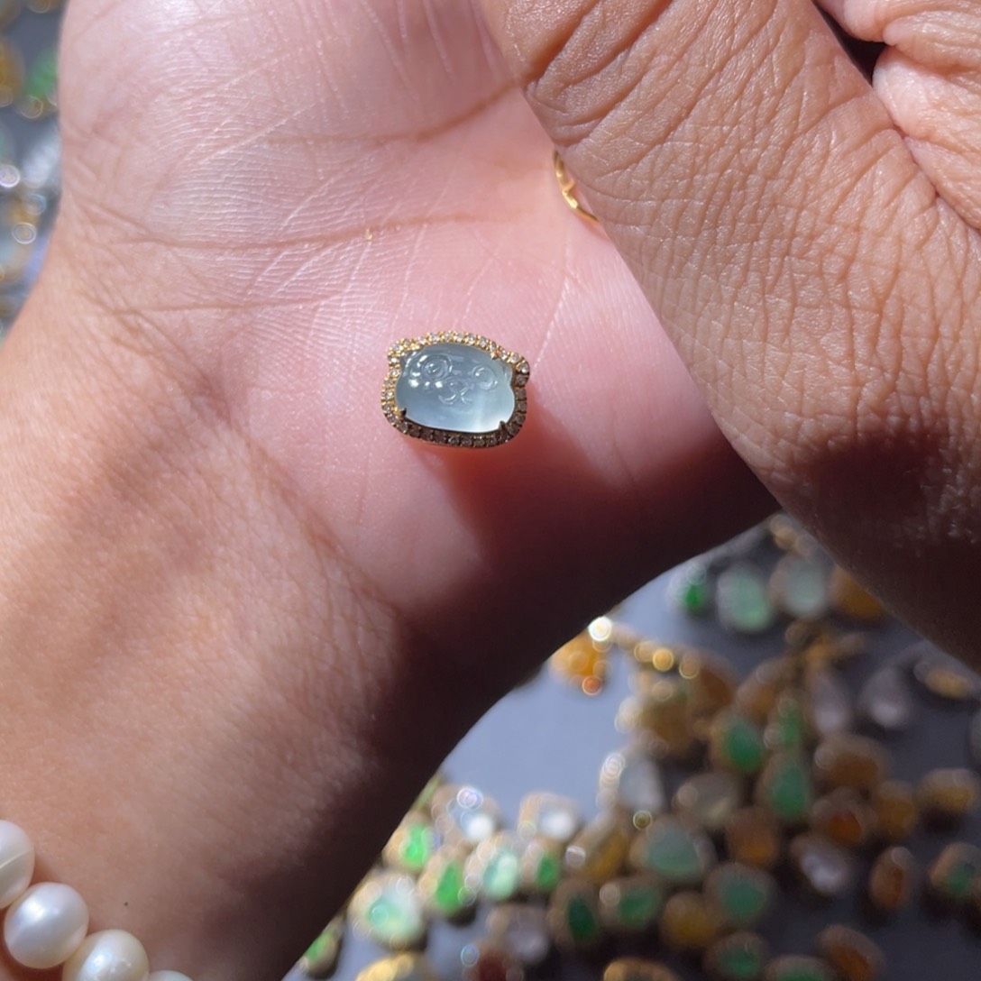 吊坠(不含链)18K金镶嵌翡翠