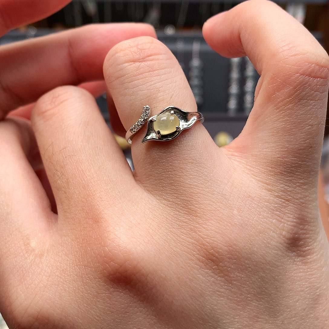 翡翠戒指银S925镶嵌0026