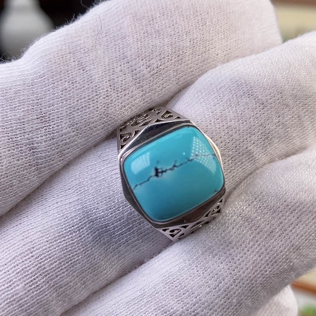 绿松石戒指银S925镶嵌