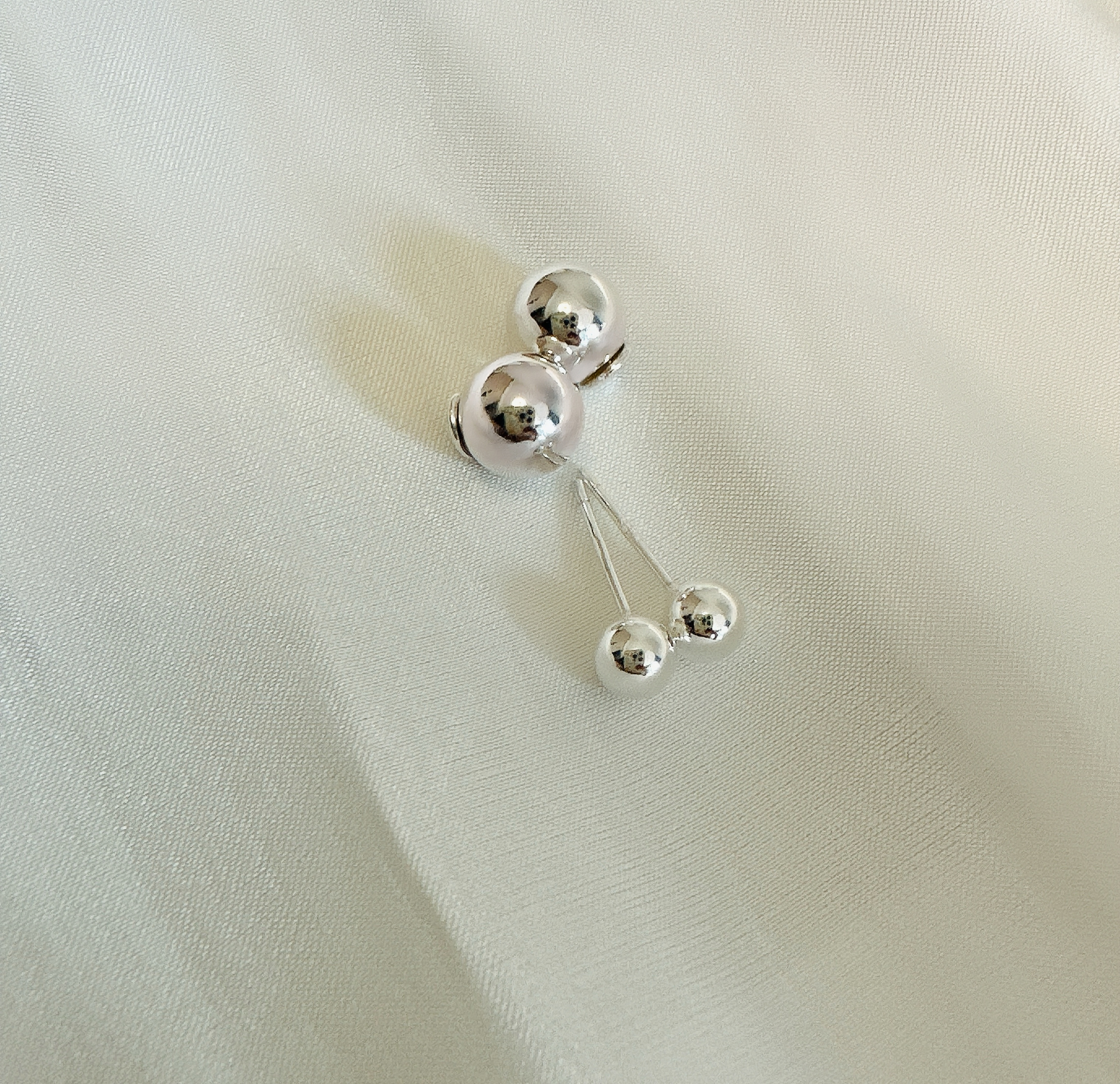 925银耳饰 YC9748E 纯银耳钉日韩光珠个性一式两戴小众设计耳饰品