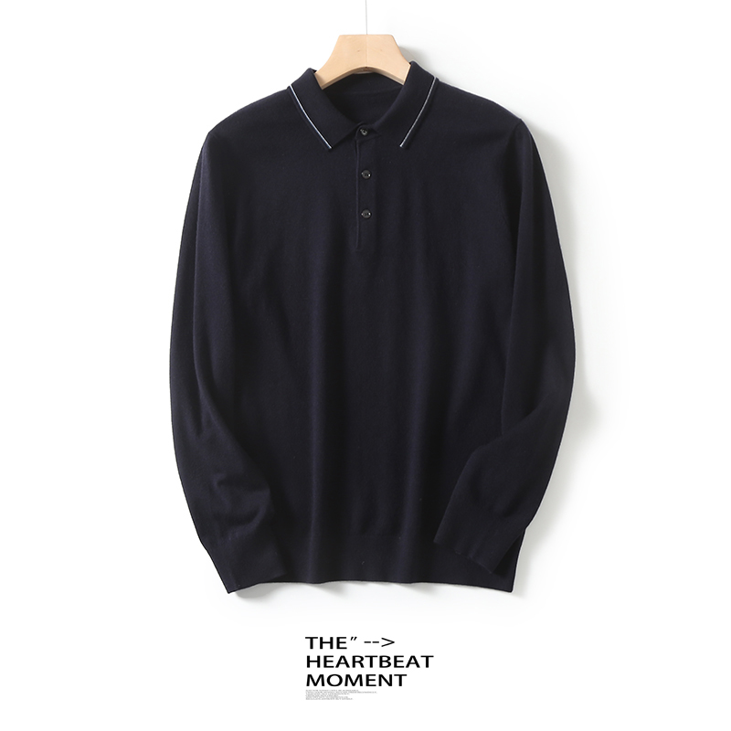 秋冬男士polo领针织衫条纹领口时尚百搭休闲商务 男神 LB-BQ398