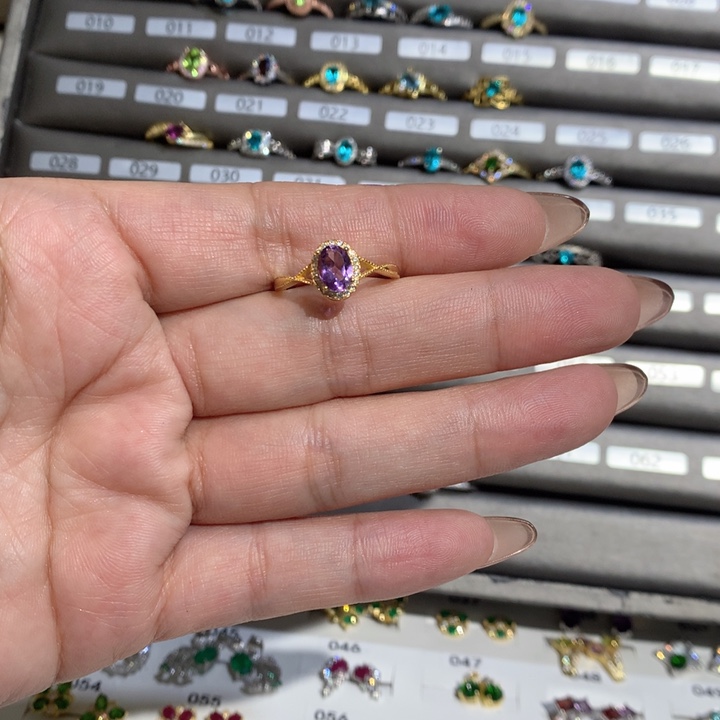 戒指银S925镶嵌紫晶